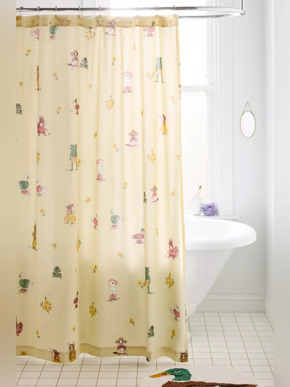 Urban Outfitters Party Animals Shower Curtain in Yellow NEW 72”x72”